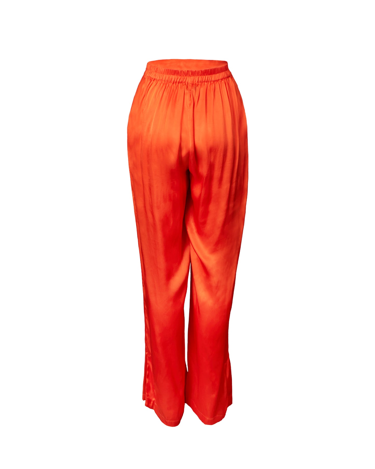 orange silk pants, orange silk pyjamas, orange silk casual pants